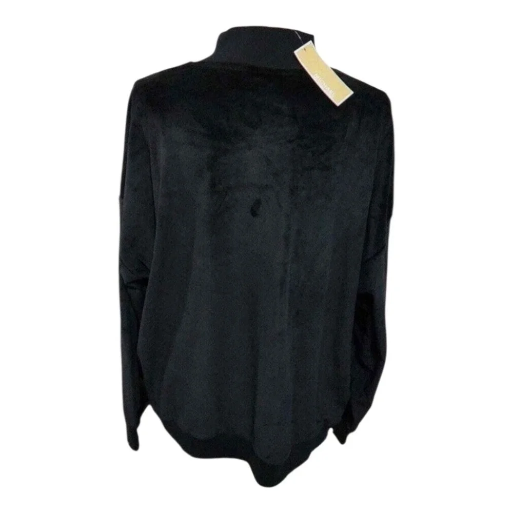 Michael Kors Black Cozy velvety velour funnel neck sweatshirt‎ plus size 2X new!